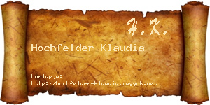 Hochfelder Klaudia névjegykártya